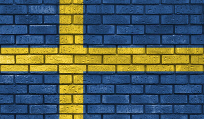 Sweden flag on a brick wall