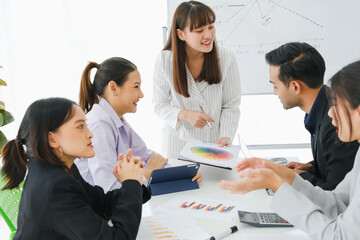 Asia business in seminar or employees group meeting in a conference room