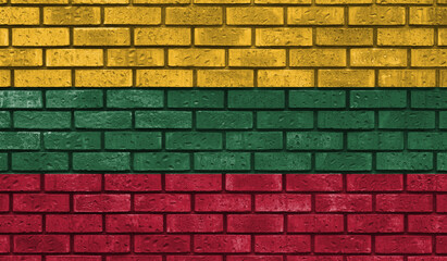 Lithuania flag on a brick wall