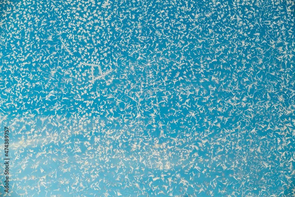Poster Abstract background with snowflakes on a window