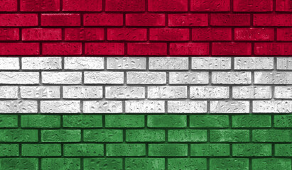 Hungary flag on a brick wall