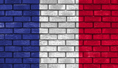 France flag on a brick wall