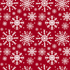 Winter snowflakes seamless pattern. Christmas vector background. Easy to edit template for wallpaper, wrapping paper, fabric, etc