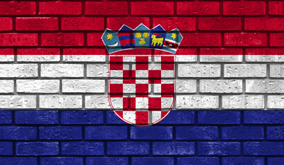 Croatia flag on a brick wall