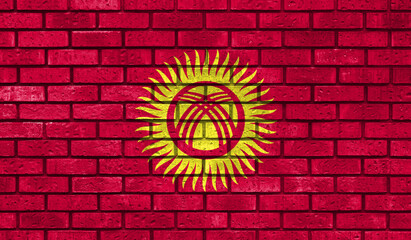 Kyrgyzstan flag on a brick wall