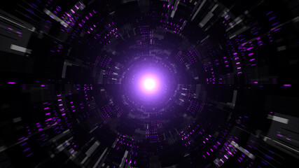 Glowing Purple Light Sci Fi Tunnel