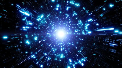 Obraz premium Shining Blue Light Sci Fi Tunnel