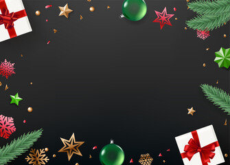 Merry Christmas and Happy New Year greeting vector card