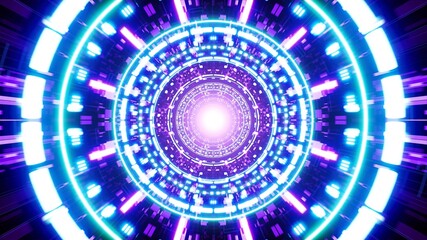 Fast Through Neon Light Tunnel