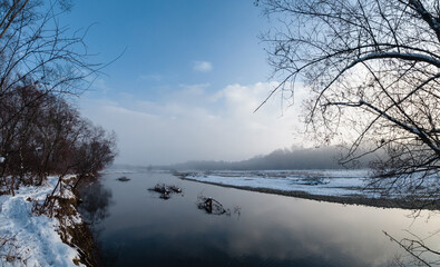 winter landscapes near the riverbed