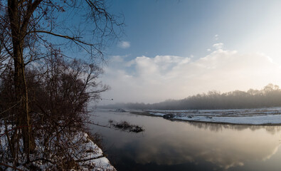 winter landscapes near the riverbed