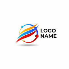 Vector logo design of 3 color gradient with circle and wings. This logo is ideal for bussines brand, company brand, group brand, corporate brand,etc.