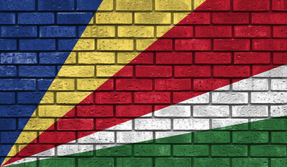 Seychelles flag on a brick wall