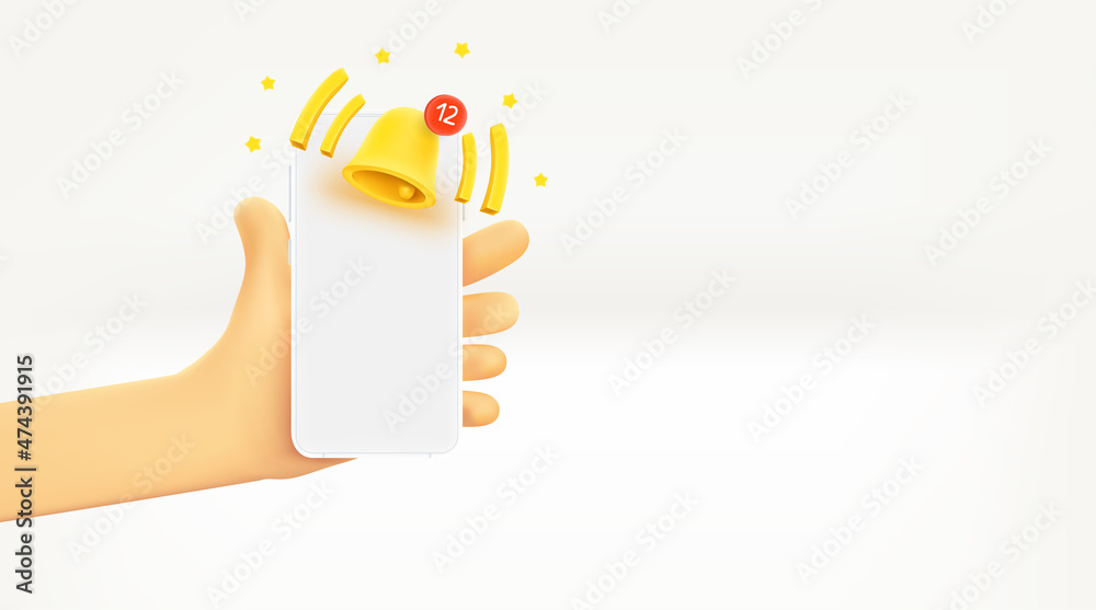 Poster Calling on the phone concept. 3d vector banner with copy space