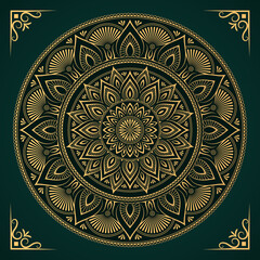 Luxury mandala background arabesque pattern with golden color, arabic islamic east style