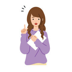 立って書類を手に持って何かひらめいたリモートワークの女性