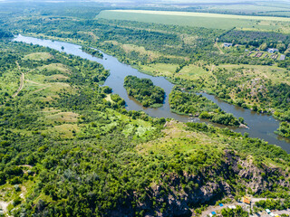 Obraz premium Beautiful aerial view from drone on river