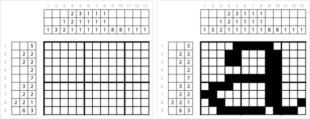 Fototapeta premium Alphabet a Lowercase Nonogram Pixel Art M_2112002