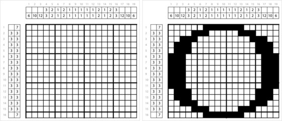 Fototapeta premium Alphabet O Nonogram Pixel Art M_2112002