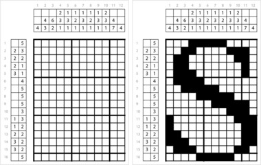 Fototapeta premium Alphabet S Nonogram Pixel Art M_2112002