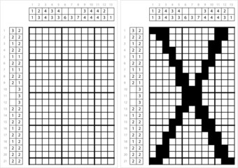 Fototapeta premium Alphabet X Nonogram Pixel Art M_2112001