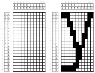 Fototapeta premium Alphabet y Lowercase Nonogram Pixel Art M_2112001