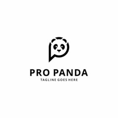 Illustration of letter P with panda vector logo design. panda icon letter P © abdul kahfi