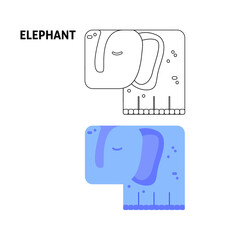 Elephant Line Coloring Book. Vector Illustration of Outline Animal with Trunk.