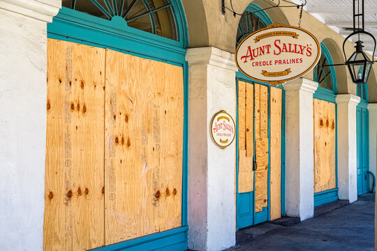 Boarded Aunt Sally's Creole Pralines in the French Quarter on April 24, 2020 in New Orleans, LA, USA