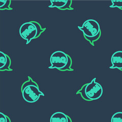 Line Speech bubble with text FAQ information icon isolated seamless pattern on blue background. Circle button with text FAQ. Vector