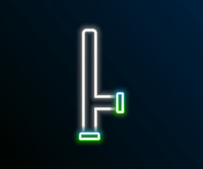Glowing neon line Police rubber baton icon isolated on black background. Rubber truncheon. Police Bat. Police equipment. Colorful outline concept. Vector