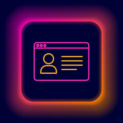 Glowing neon line Online class icon isolated on black background. Online education concept. Colorful outline concept. Vector