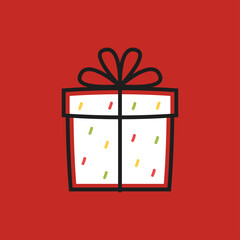 Gift box icon. Merry Christmas poster. Gift box logo design.
