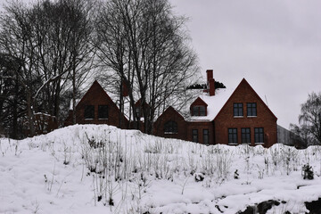 house in winter in snow