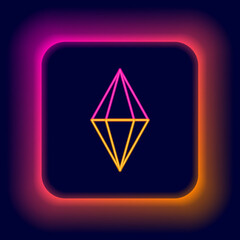 Glowing neon line Gem stone icon isolated on black background. Jewelry symbol. Diamond. Colorful outline concept. Vector
