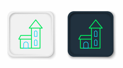 Line Church building icon isolated on white background. Christian Church. Religion of church. Colorful outline concept. Vector