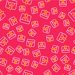 Line Sunrise icon isolated seamless pattern on red background. Vector