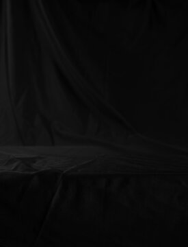 Black luxury fabric table top background and texture