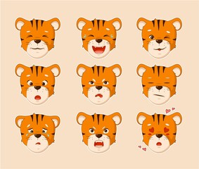 vector tiger stickers pack in color