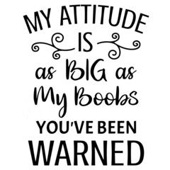 my attitude is as big as my boobs you've been warned background inspirational quotes typography lettering design