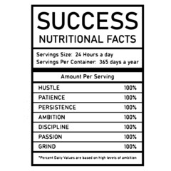 success nutritional facts logo inspirational quotes typography lettering design