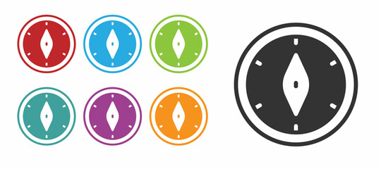 Black Compass icon isolated on white background. Windrose navigation symbol. Wind rose sign. Set icons colorful. Vector