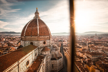 Fototapeta premium High view from Santa Maria del Fiore cathedral in Firenze, Tuscany, Italy.