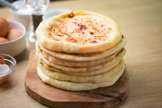 Khachapuri is cheese bread, traditional caucasian food
