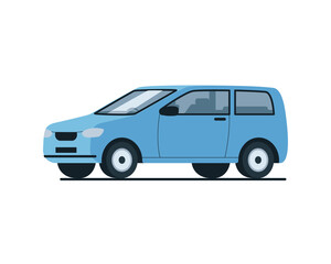Blue hatchback car. Color vector illustration flat style. White isolated background.