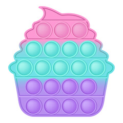 Popit figure cake as a fashionable silicon toy for fidgets. Addictive anti stress toy in pastel colors. Bubble anxiety developing vibrant pop it toys for kids. Vector illustration isolated on white. - obrazy, fototapety, plakaty