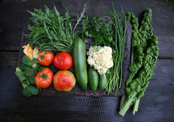 Fototapeta warzywa na stole plony zdrowie zielenina żywność obraz