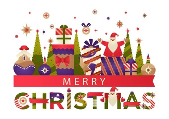 Merry Christmas and Happy new year greeting card