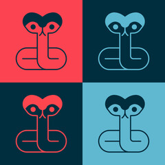 Pop art Snake icon isolated on color background. Vector
