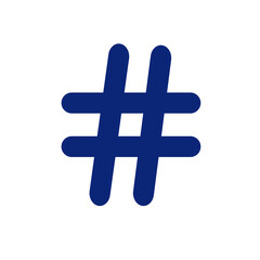 Obraz premium Hashtag icon blue. Vector illustration isolated on white background